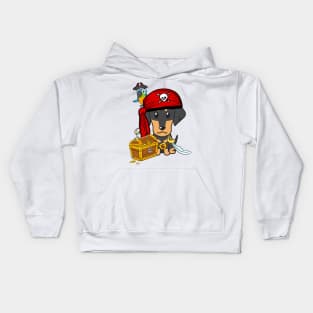 Funny dachshund is a pirate Kids Hoodie